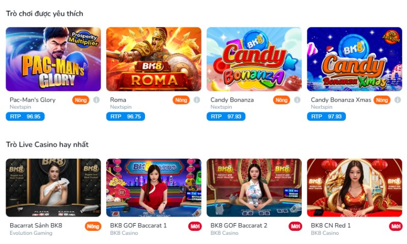 Kho game siêu dính của BK8